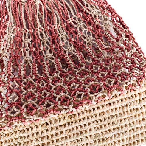 Raffia Beach Bag | Crocheted Kittan Handle Shoulder Tote for Women